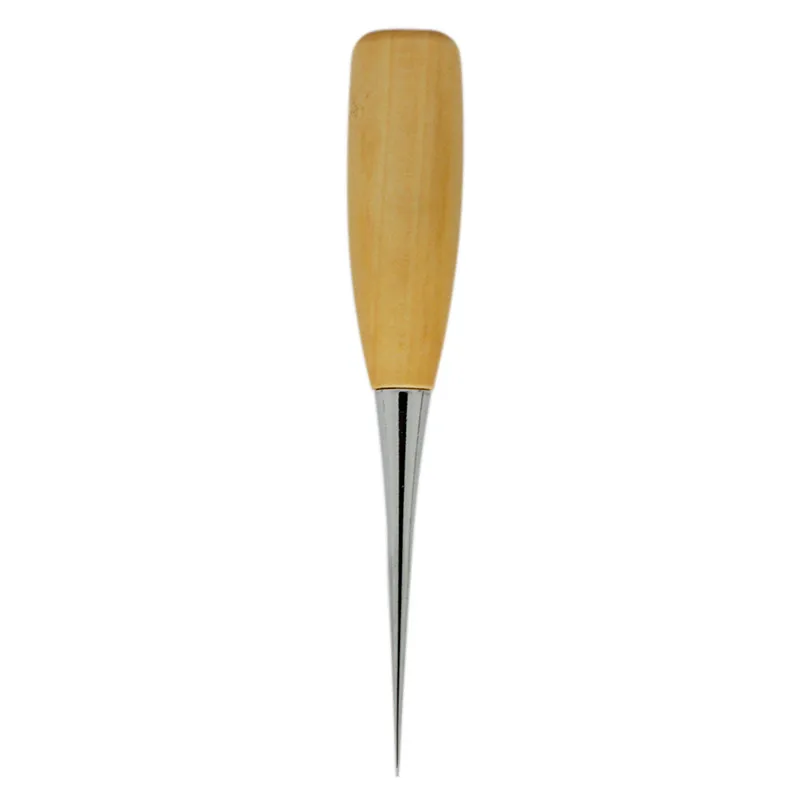 

New 1Pc Professional Cloth Awl Sewing Tool Hole Punching Leather Wood Handle Steel awl Craft Stitching Leather Tools