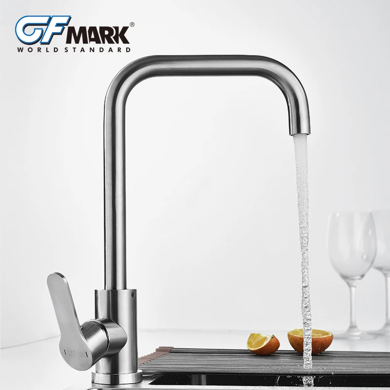 

GFmark кухонный кран Матовый водопроводный кран SUS304 смеситель из нержавеющей стали кухонный кран на бортике кран для раковины