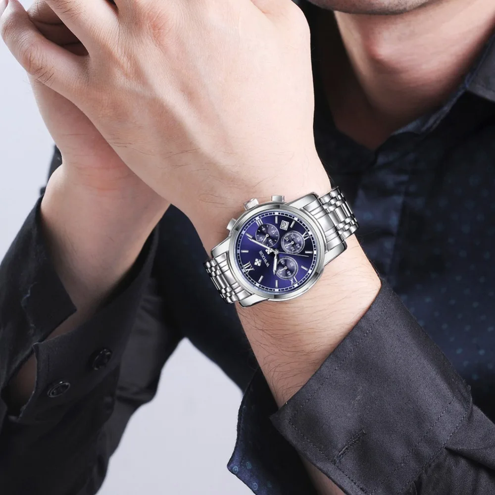 Часы наручные мужские Кварцевые полностью стальные люксовые повседневные
