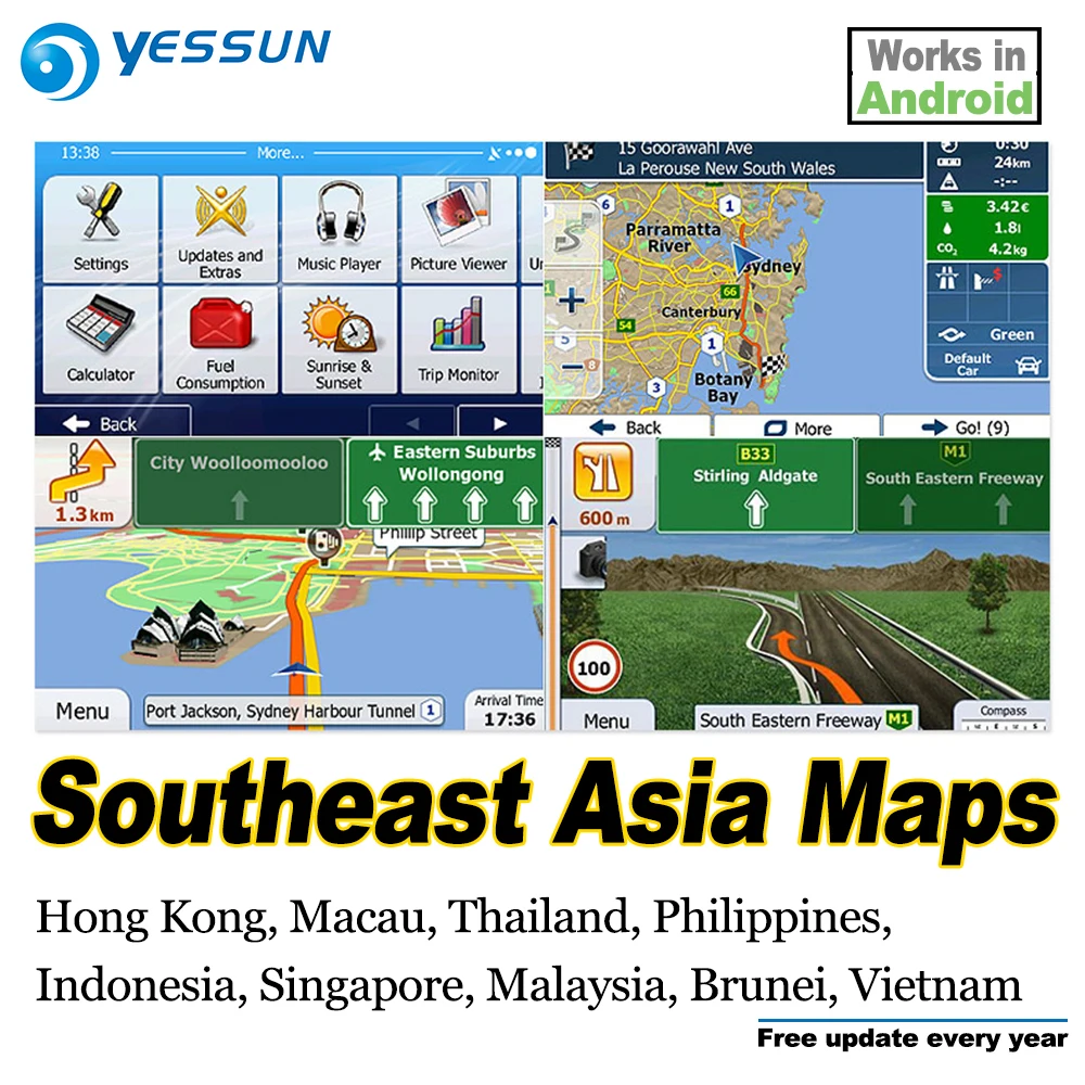 Карта памяти SD 8 ГБ GPS-навигация карты Android для Юго-Восточной Азии Таиланда