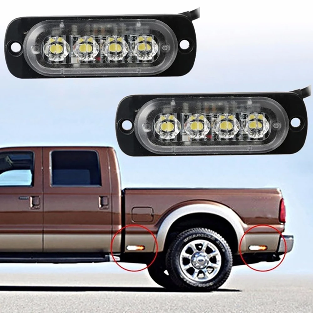 4pcs 12/24V LED Car Truck Emergency Warning 4LED Strobe Flash Light Hazard Flashing Lamp Driving Daylight Bar Police Firefighter |