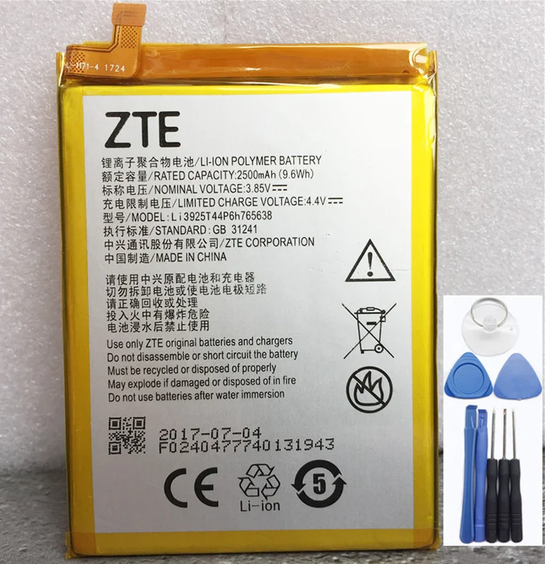 Li3925T44P6h765638 2500 мАч аккумулятор для zte BLade V8 Lite 5,0 дюйма батареи для мобильных телефонов+ Инструменты
