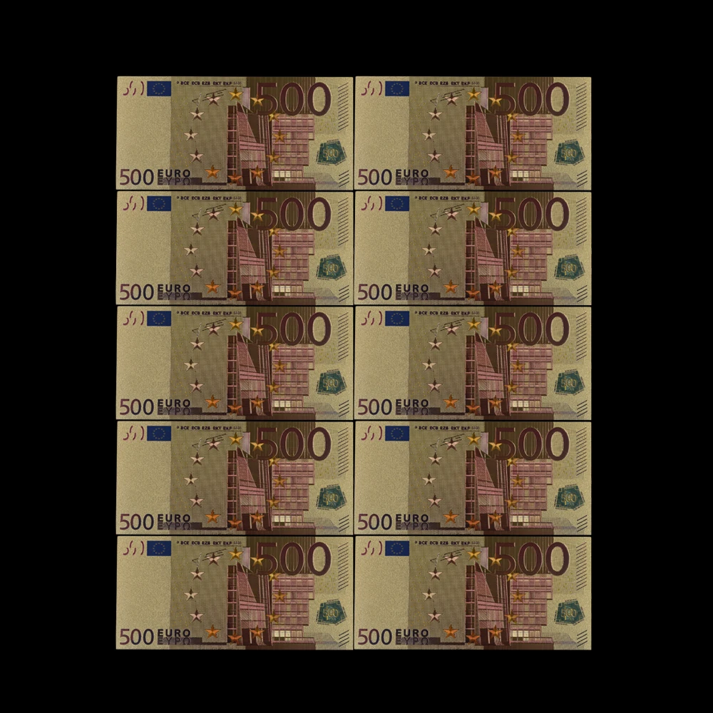 style 7 10 шт. 5 евро золото banknotes в 24 K золото поддельные бумажные деньги для коллекции евро банкноты наборы Поддельные Банкноты ЕС коллекция - Цвет: style 7