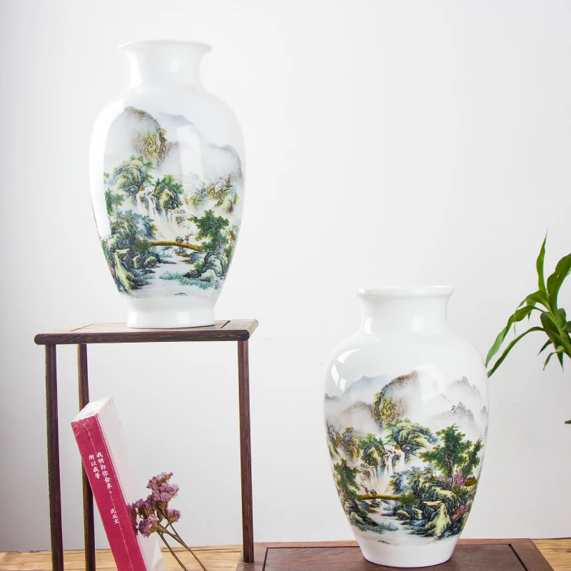 Изящная керамическая ваза Цзиндэчжэнь в китайском стиле украшение для дома