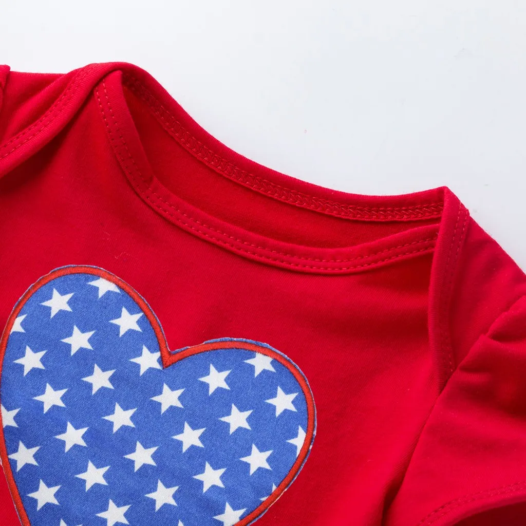 Летняя модная одежда для маленьких девочек платье с принтом Звезды 4 июля +