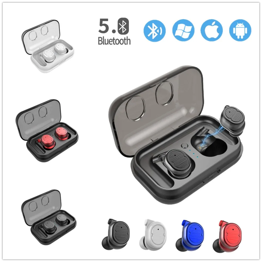 Мини Bluetooth наушники беспроводные спортивные наушники TWS 5.0 стерео бас гарнитура наушник с двойным микрофоном для телефонов.