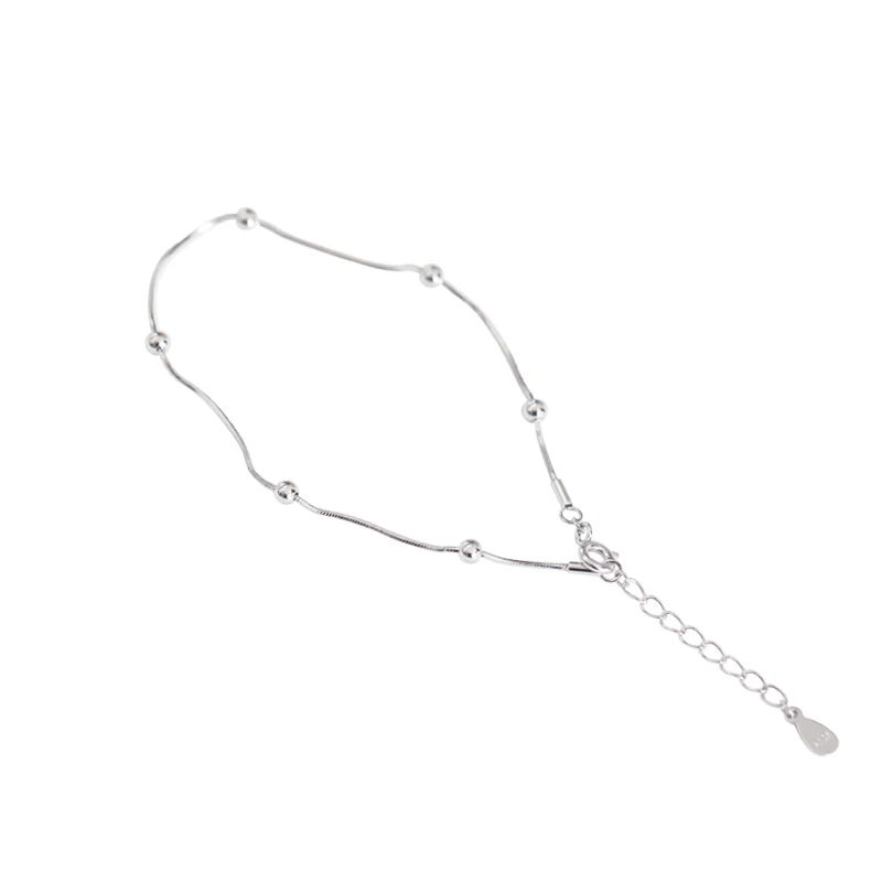 

16cm +3cm female Korean jewelry bracelet beads authentic 925 Sterling Silver with charms snake chain Original charm bracelet