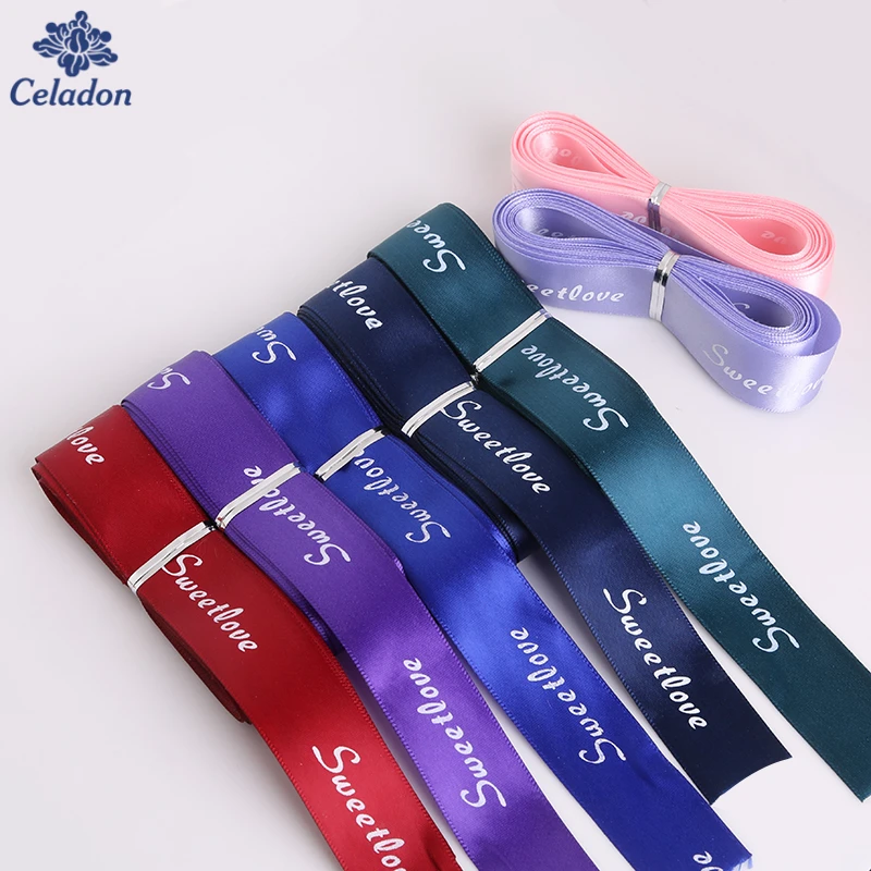 Атласная лента с принтом Sweetlove 5 ярдов 25 мм ribbon tape designer ribbonribbon designer | Ленты для шитья -32820023998