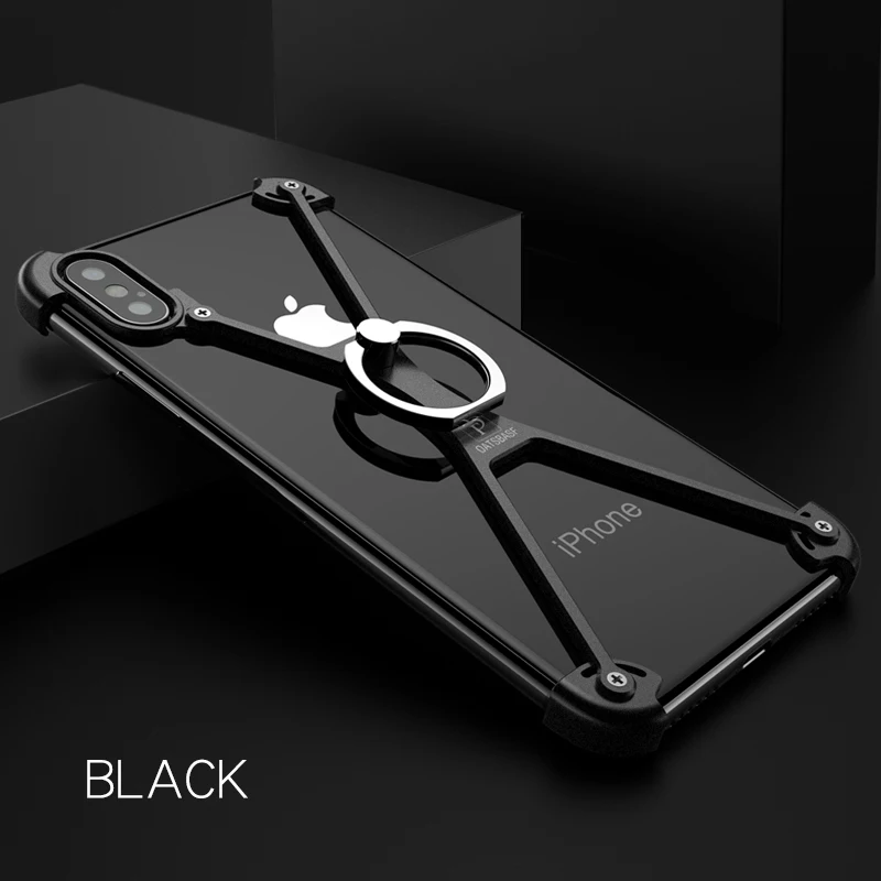 Металлический чехол X формы для iPhone XS Max, чехол, индивидуальная задняя крышка для iPhone X, противоударный чехол-бампер - Цвет: Black-Ring