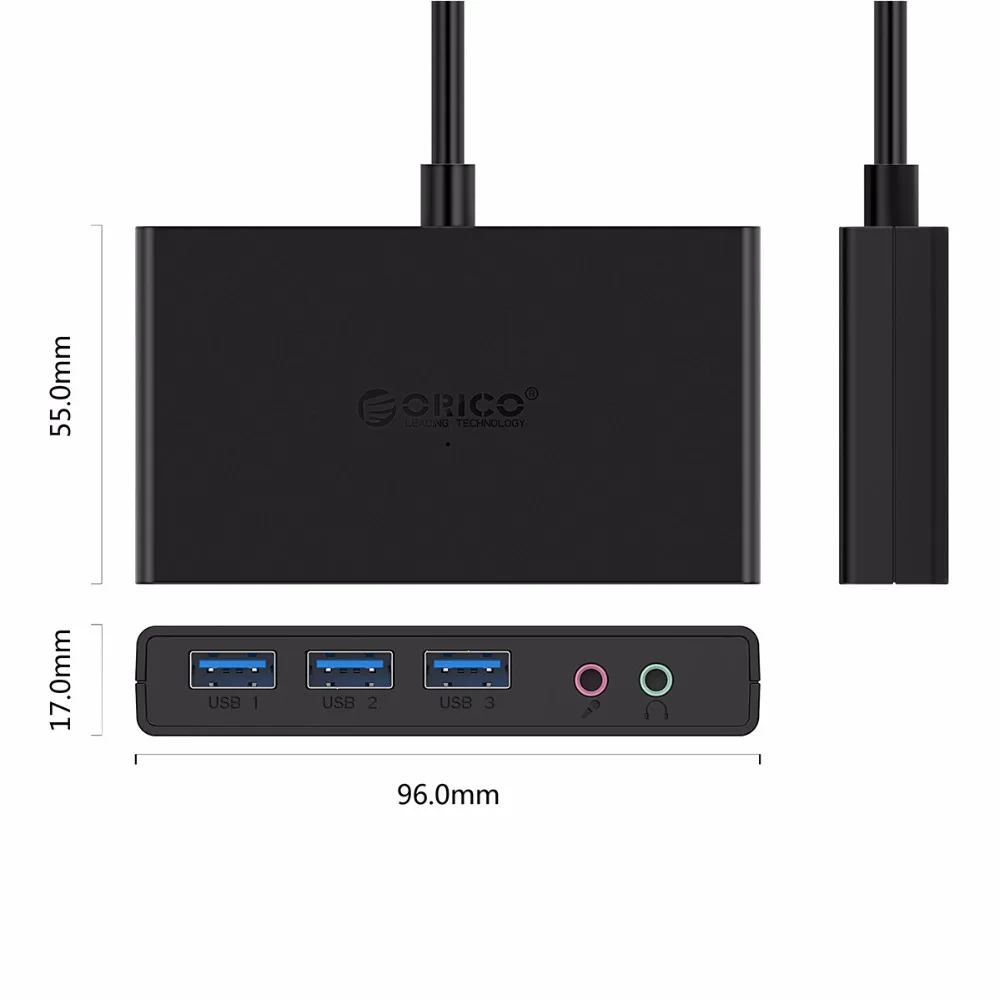 ORICO 3 Porst USB3.0 хаб с наушником и микрофон Порты Micro USB Питание разъёмы