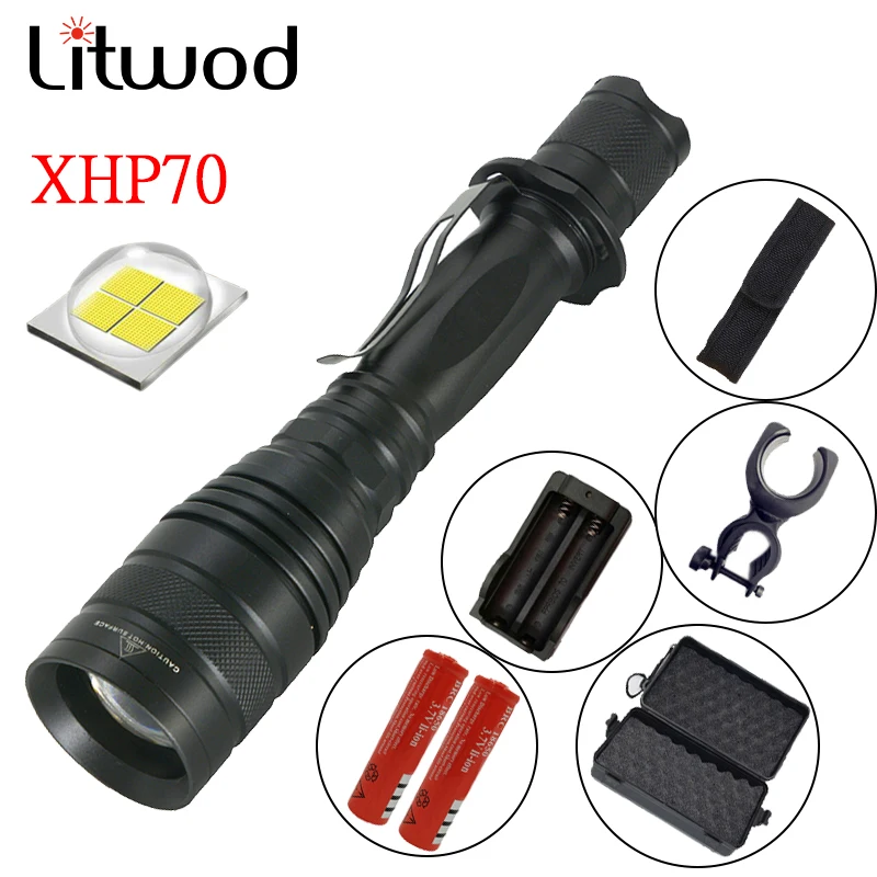 Светодиодный фонарик Z20Litwod P75 CREE XHP70 Мощный тактический светодиодный 32 Вт 18650 лм с