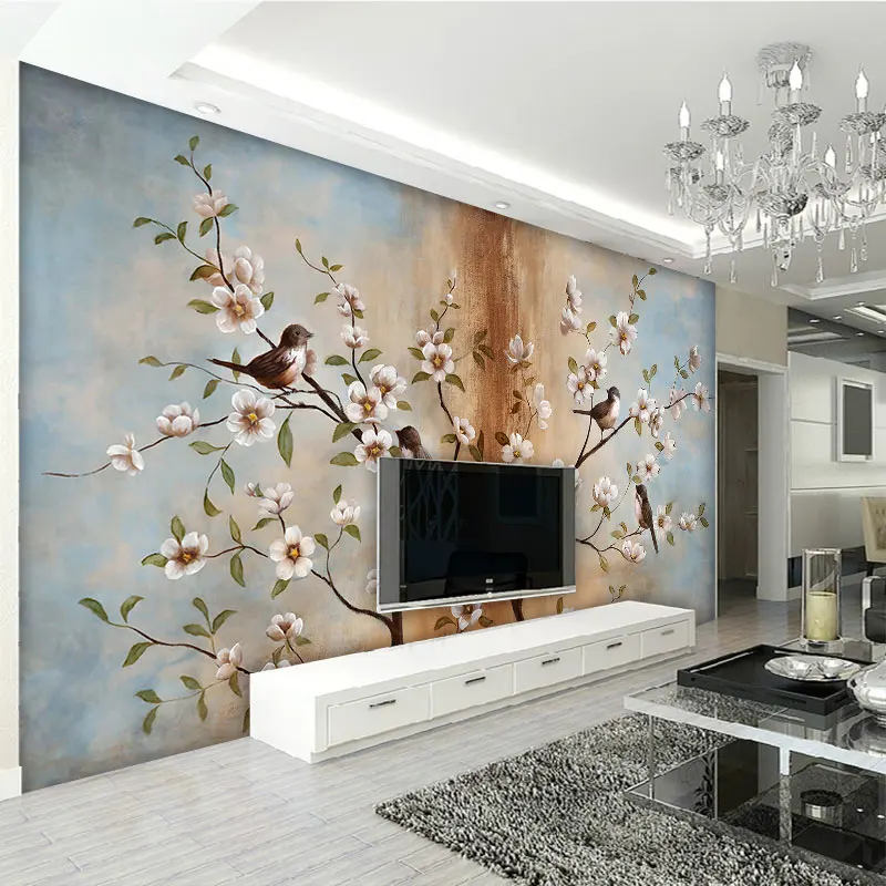

beibehang Custom Large Modern Simple 3D Paintings Flowers Theme Fresco Living Room Background Wall paper papel de parede murals