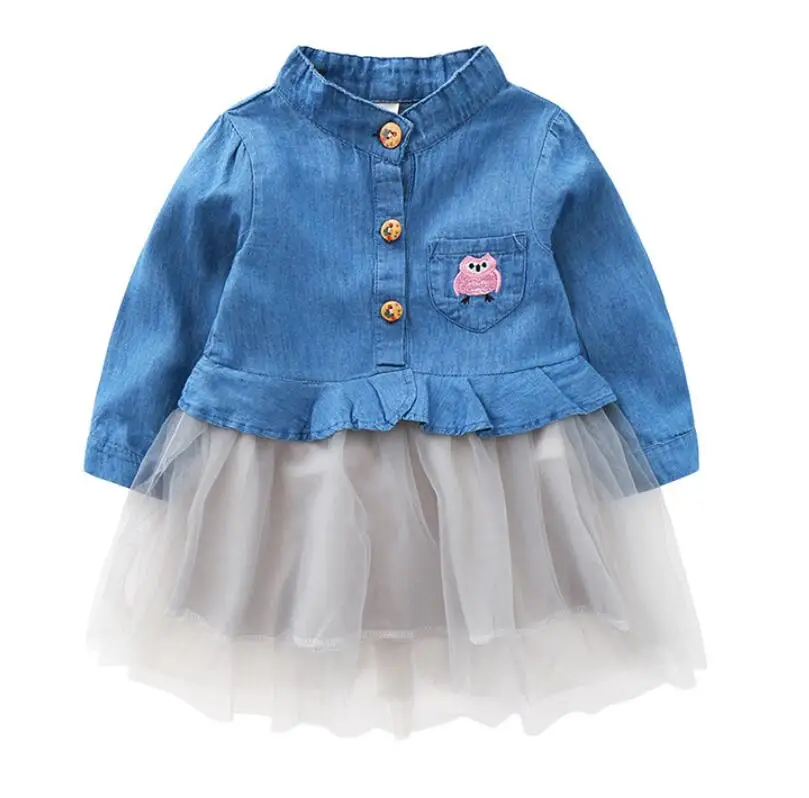 New 2018 Girl Denim dress Spring Autumn girls denim coat kids Clothes baby girl Jeans Jacket princess For 2-7T Outerwear | Детская