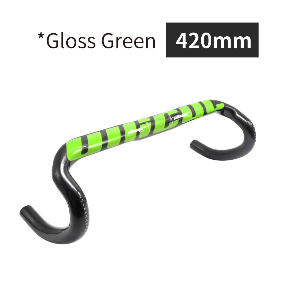 green 420mm gloss Новейшая модель; Цвета: черный, белый, красный дорога полностью из углеродного волокна, велосипедный руль для велосипеда из углеродного волокна, велосипедный фонарик для крепления на руле 31,8*400/420/440 мм WB205 - Цвет: green 420mm gloss