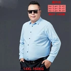 Мужская белая рубашка в полоску, с отложным воротником и длинным рукавом, большие размеры 10XL 11XL 12XL 13XL 14XL