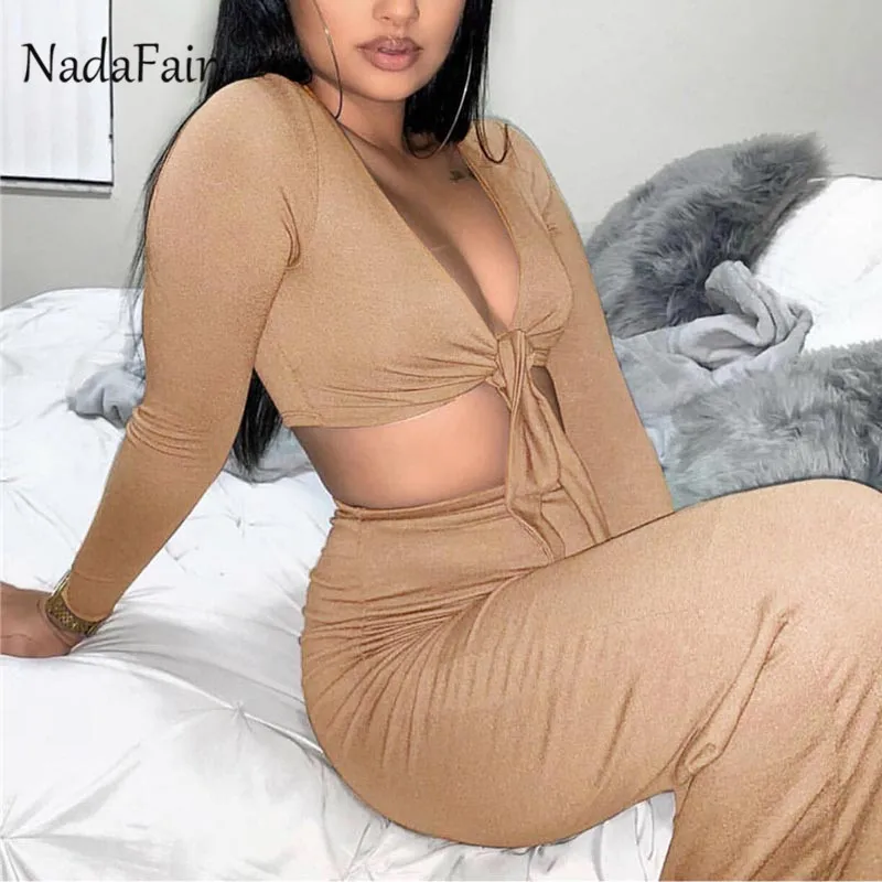 Женский клубный комбинезон Nadafair однотонный из 2 предметов с треугольным вырезом