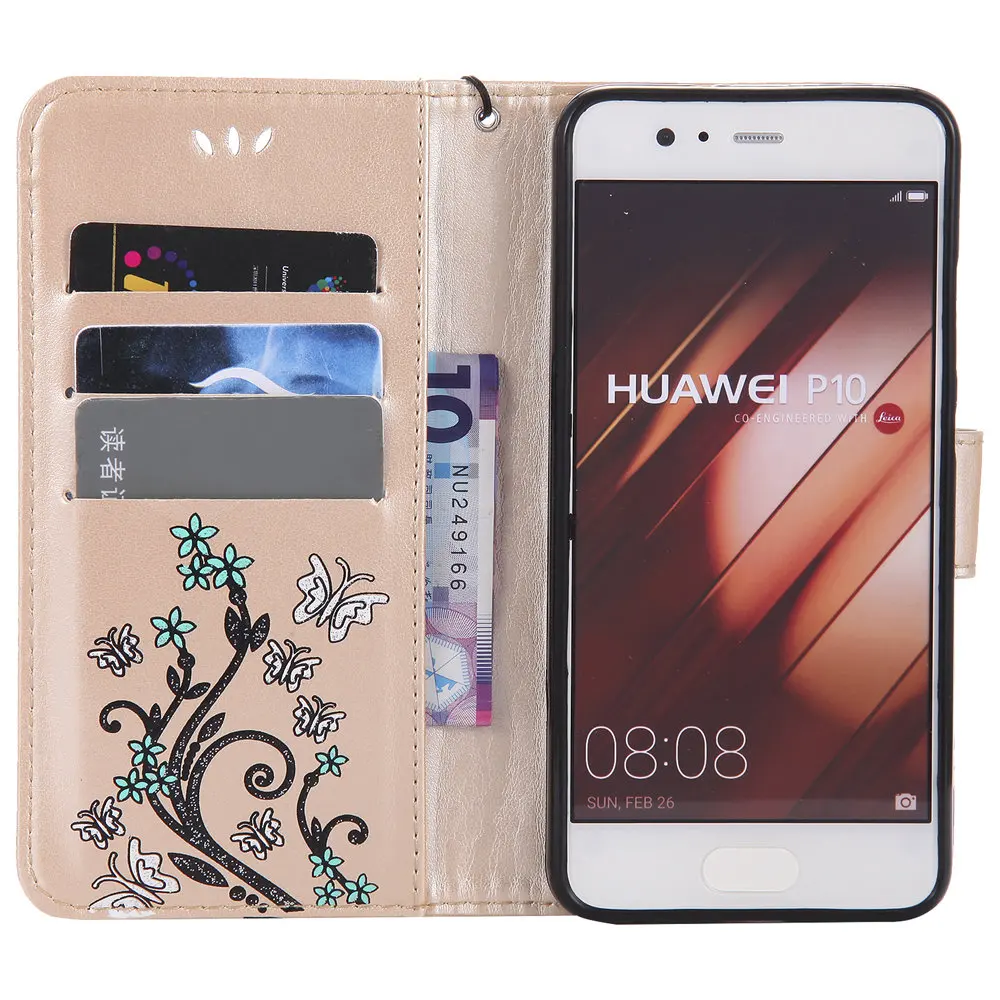 Чехол с бабочкой для Huawei P10 VTR L09 кожаный флип чехол цветочным рисунком телефона P 10