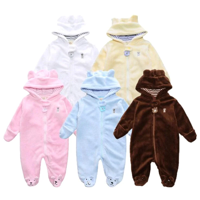 

Newborn Baby Girls Clothes Coral Fleece Autumn Boy Rompers Cartoon Bear Cosplay Clothing Infant Down Snowsuit Babies Jumpsuits