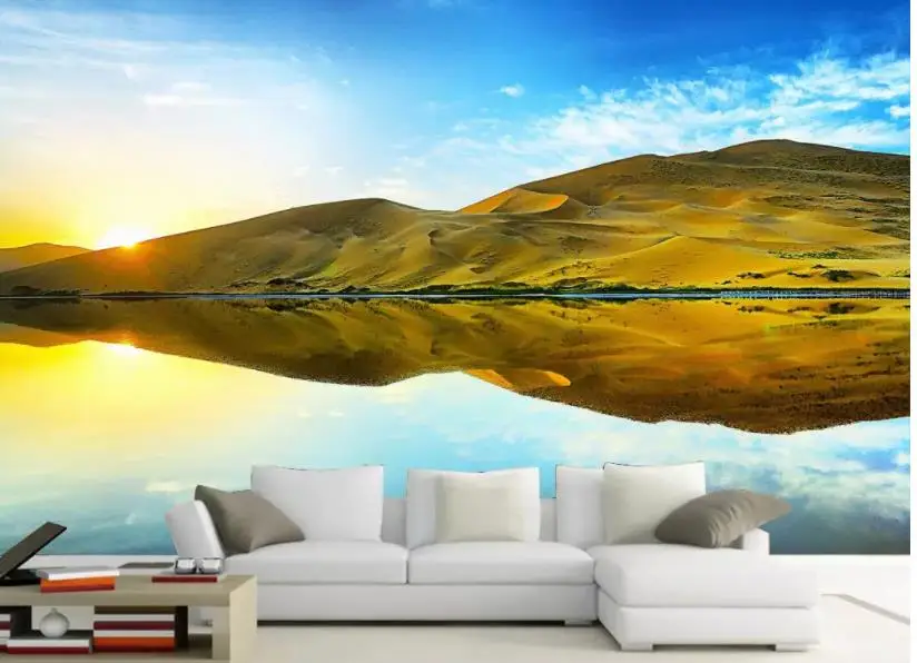 3D обои любых размеров на заказ Настенные с изображением пустыни оазиса золотого