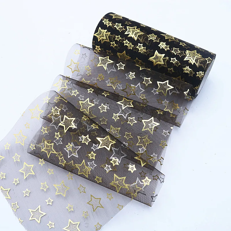 Gold star organza Рождественское блестящее платье-пачка из органзы со снежинками и бантом; свадебное украшение; День рождения; вечеринка для детей - Цвет: Gold star organza