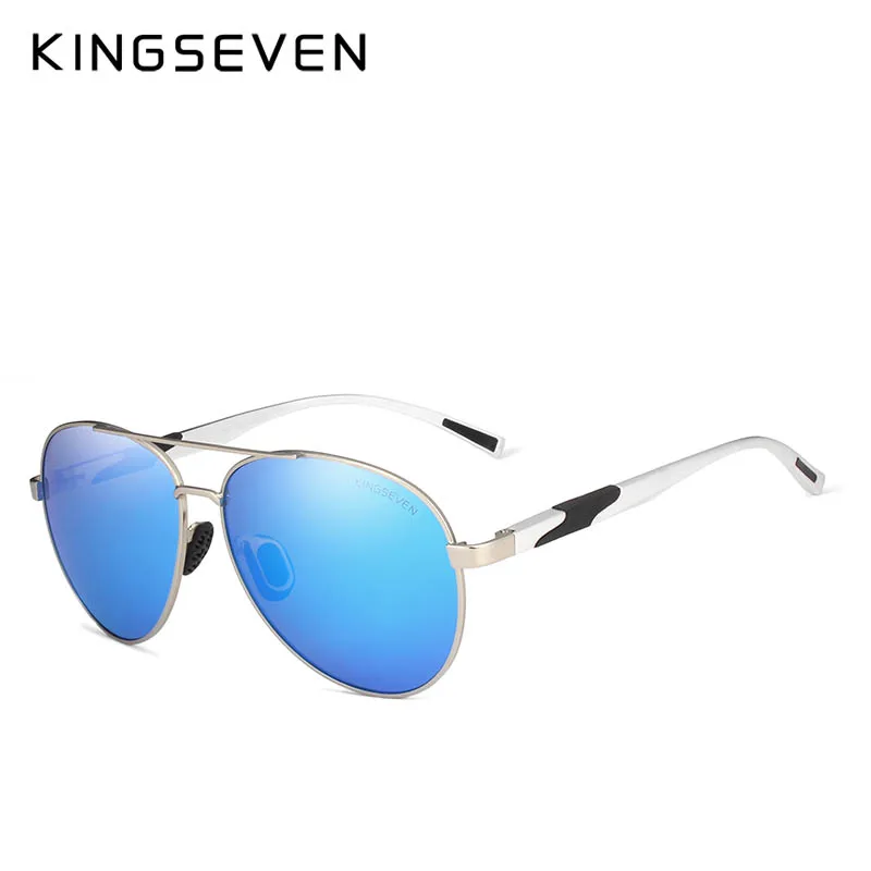 KINGSEVEN, мужские алюминиевые поляризационные солнцезащитные очки, классические брендовые солнцезащитные очки, защита от EMI, линзы с покрытием, для вождения, Полароид, оттенки N7228 - Цвет линз: C04 Silver Blue
