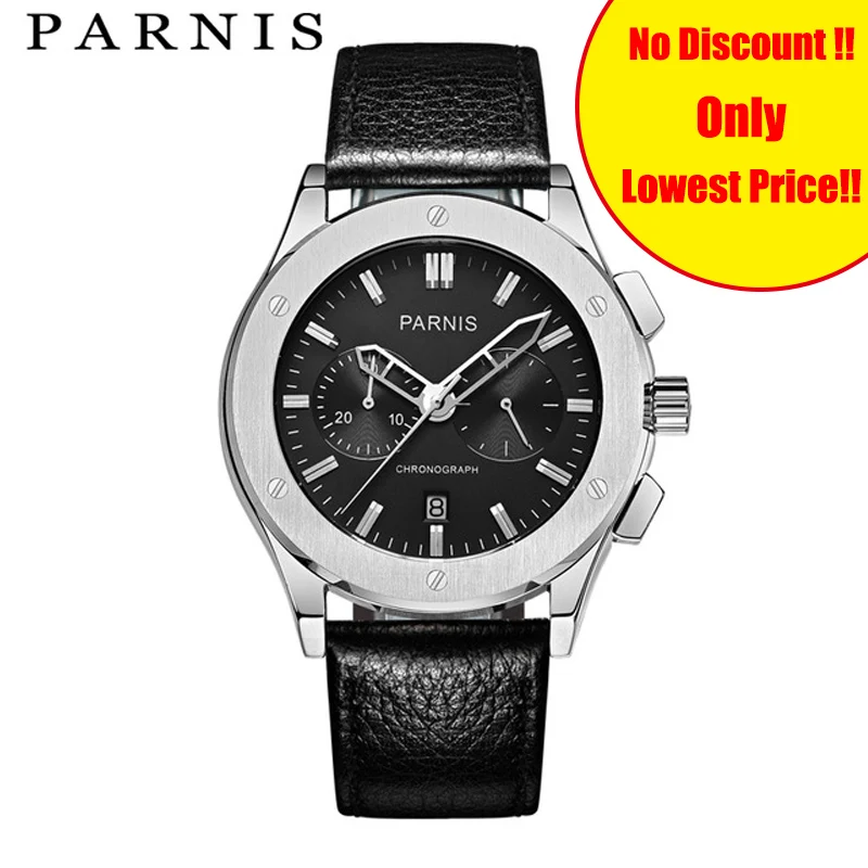 Повседневные модные мужские часы Парнис 41 мм Мужские Qaurtz наручные хронограф