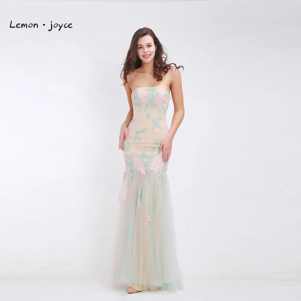 Выпускные платья Длинные для девочек в цветочек 2019 аппликации с камнем без