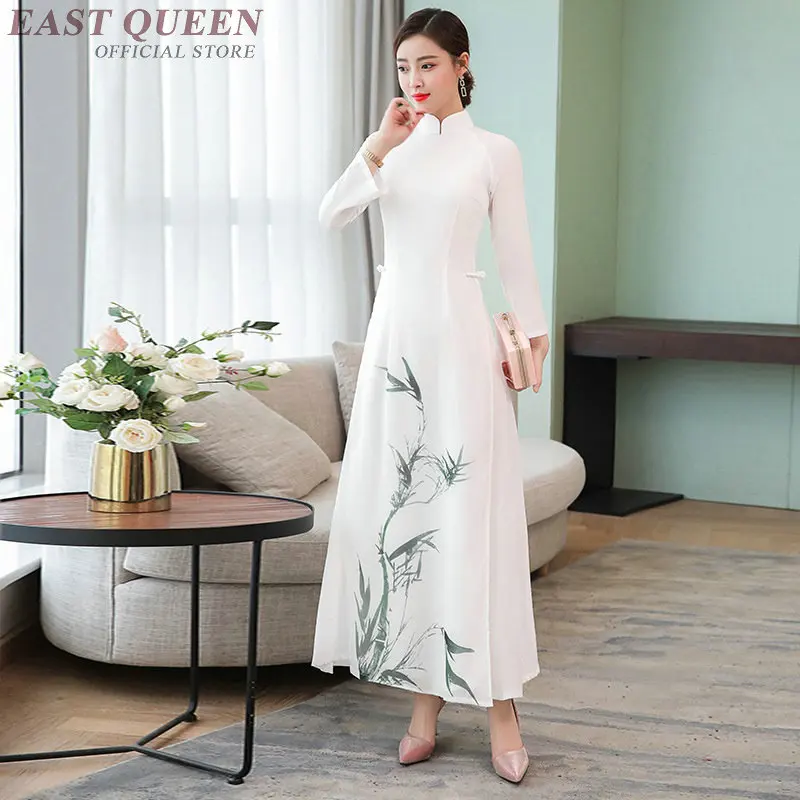 Белое вьетнамское платье Чонсам в китайском стиле Ao Dai традиционное Qipao халат