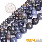 Полудрагоценные синие круглые бусины из натурального камня Dumortierite, размер 4681012 мм, для изготовления ювелирных изделий сделай сам, 15 дюймов