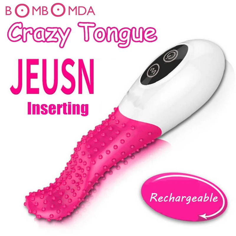 20 скоростей сумасшедший язык Фрэш-вибратор USB перезаряжаемые Вибраторы оральная