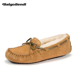 Мужские замшевые лоферы из бычьей кожи, очень теплые плюшевые, без застежки, Повседневная зимняя обувь для вождения, большие размеры 11 12 13, европейский размер 47