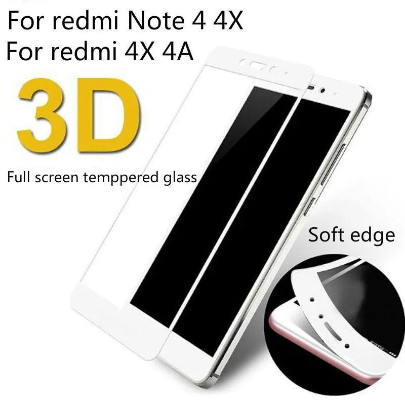 9H для xiaomi redmi 4X 4A пленка из стекла 3D с мягкими краями закаленное стекло Note 4