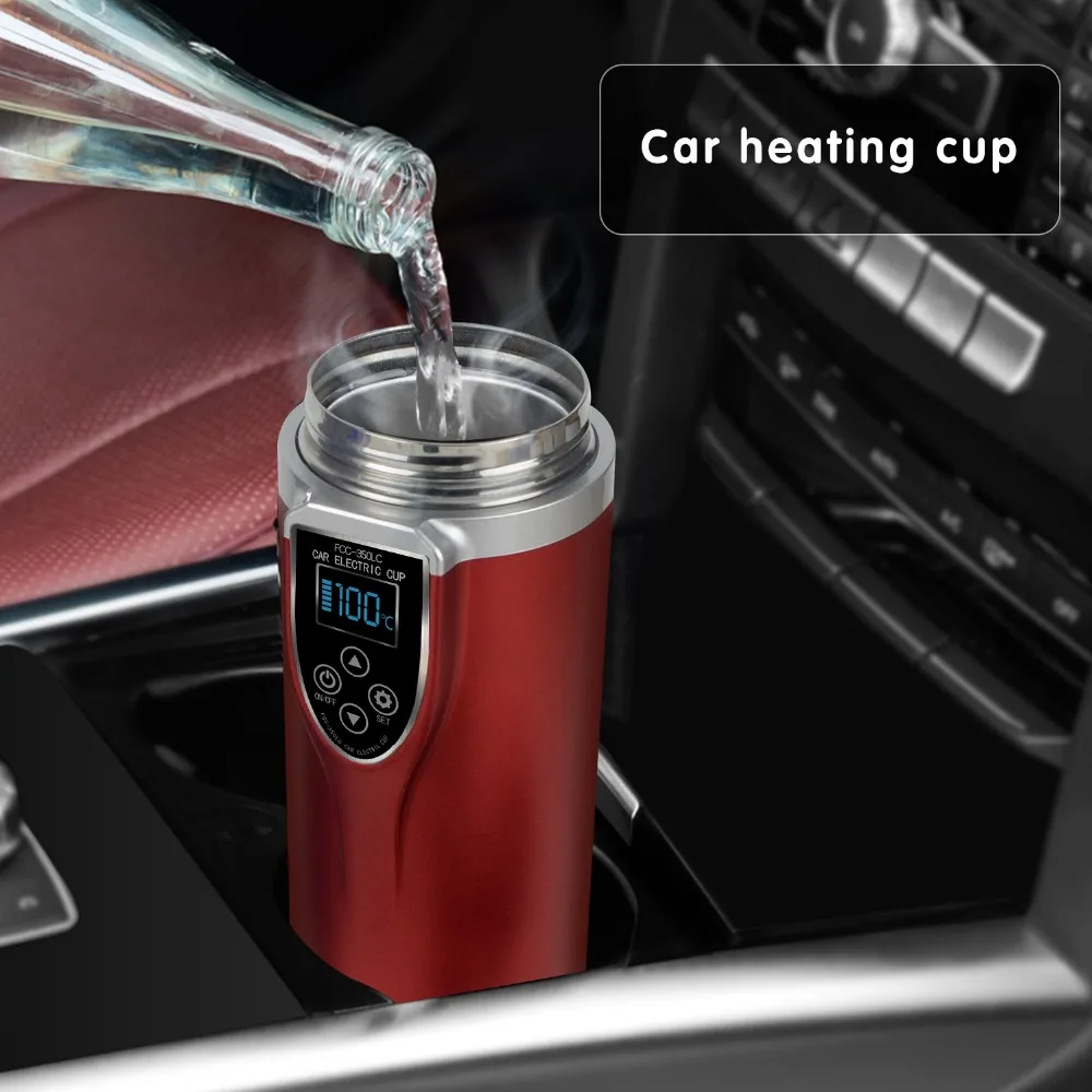 

12V/24V 350ML Portable Car Auto Heating Electric Cup Vehicle Charging Heated Mug with Charger Car Travel Mug
