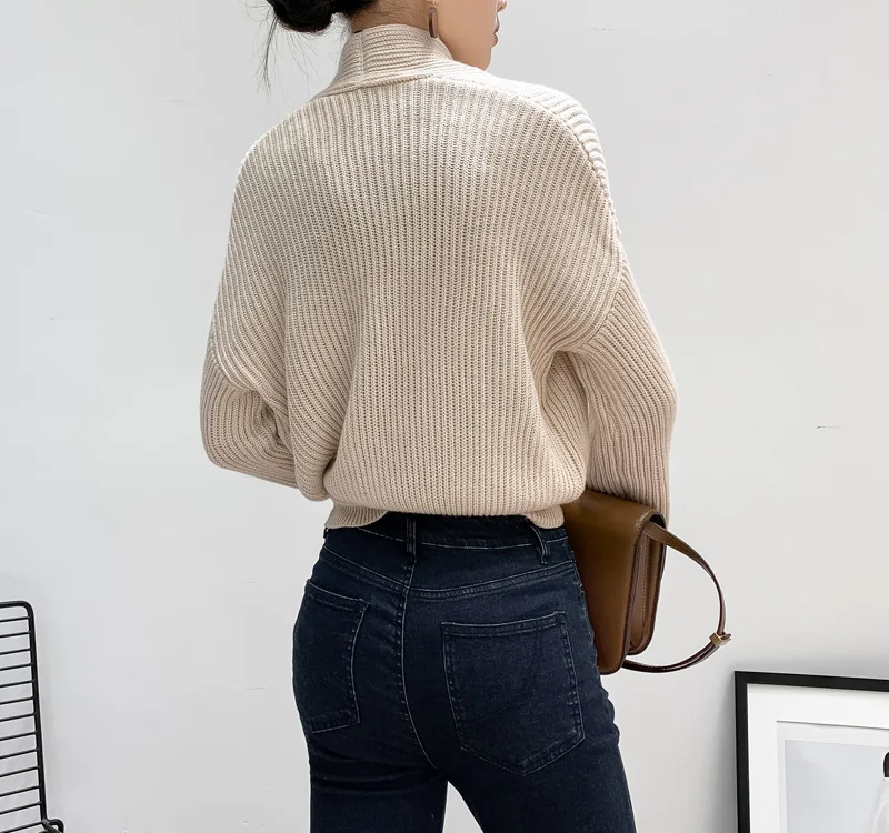 Новинка 2019 осенне-зимний вязаный Повседневный Однотонный свитер с длинным