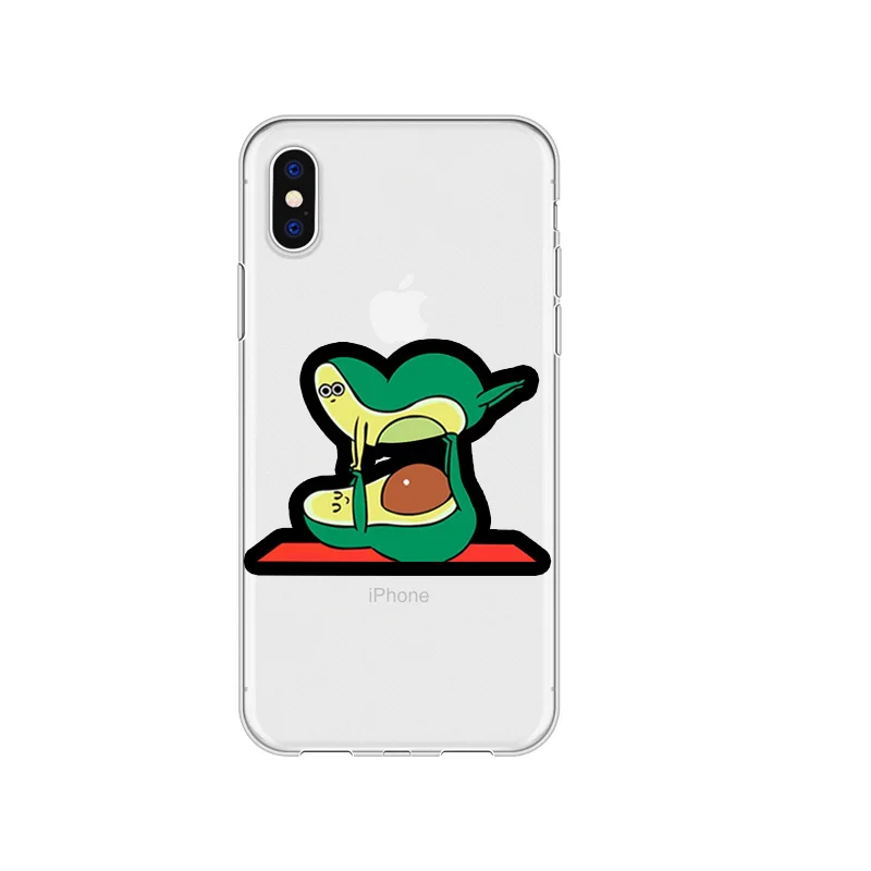 A200762 Мультяшный чехол для телефона, чехол для iPhone XR 7 8 Plus X XR MAX 5 SE Plus, милый забавный Прозрачный чехол для телефона с авокадо для iPhone 6 6s - Цвет: A200762