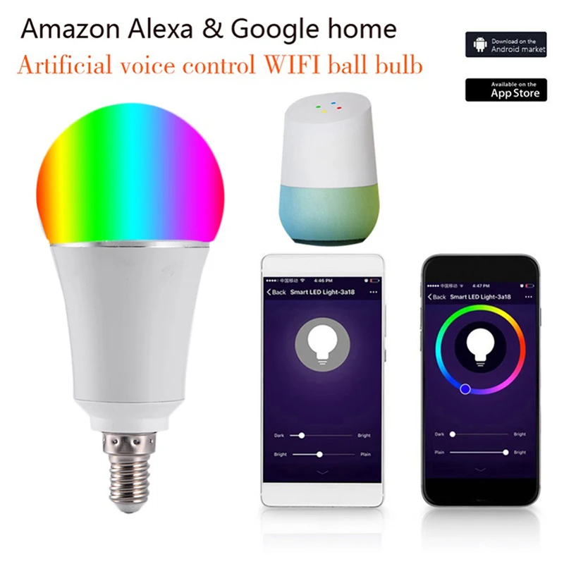 7 Вт беспроводная WiFi умная Светодиодная лампа E14 RGB поддержка Alexa Google Home Голосовое