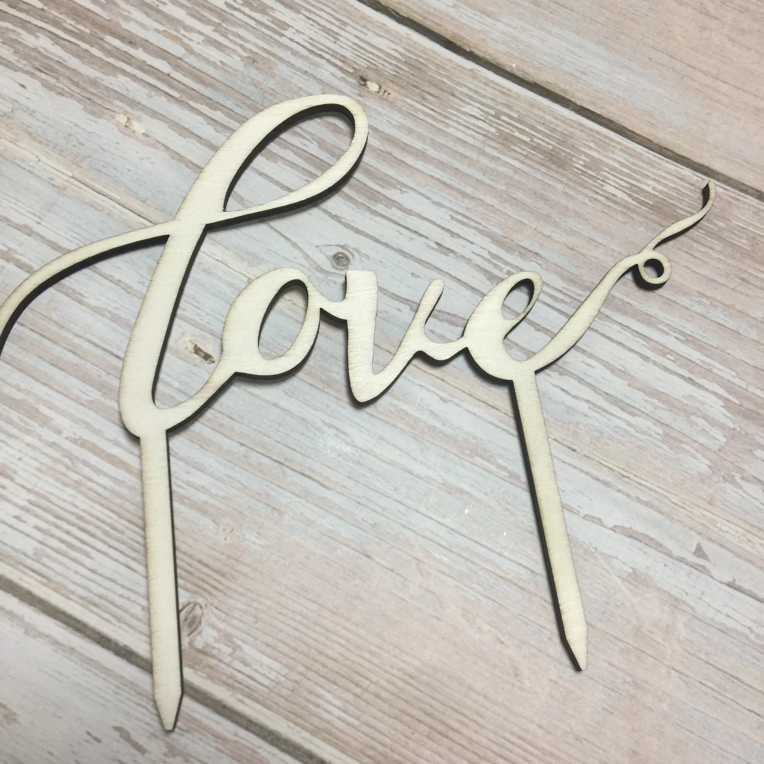 

20pcs laser cut wooden cake topper love wedding cake topper