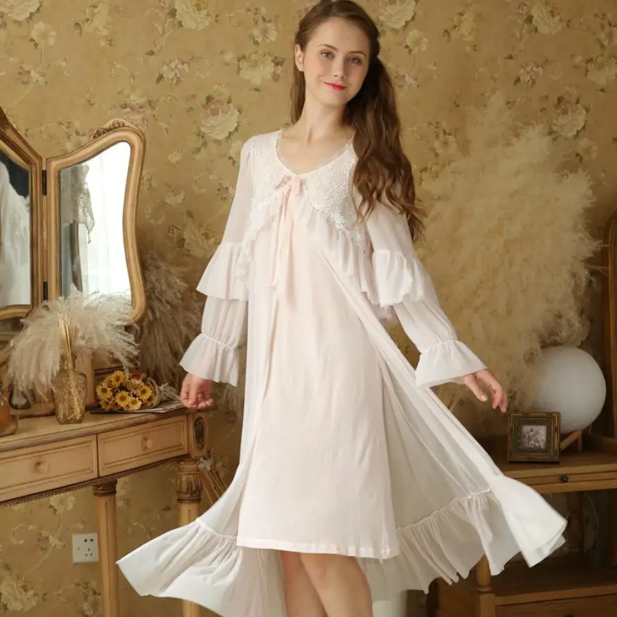 Кружевные пикантные ночные рубашки Новинка осени 2019 женское свободное платье