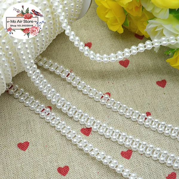 

5meters white pearl Beads Chain ABS Resin Flatback Simulated pearl garment DIY accessories