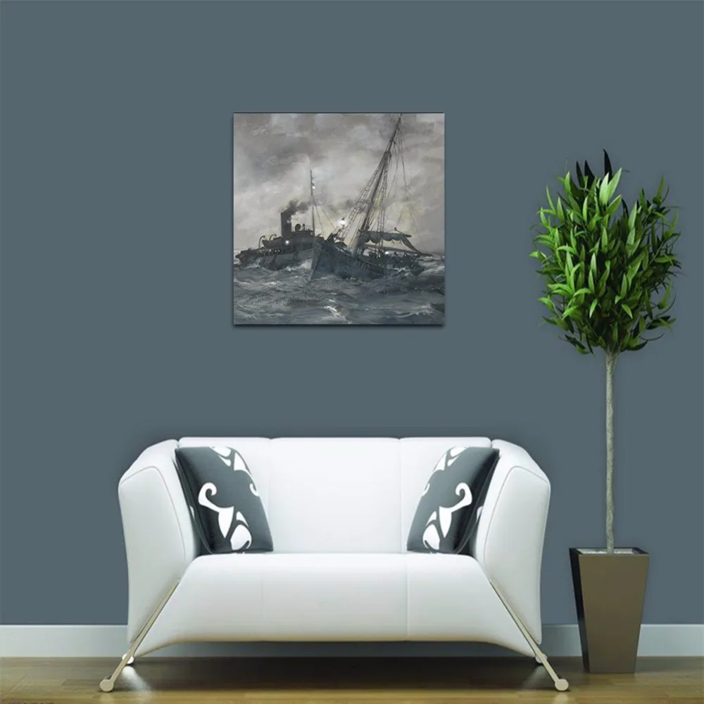 Imixlot холст краски ing Art Краска серый цвет эскиз лодка в море пейзаж современные