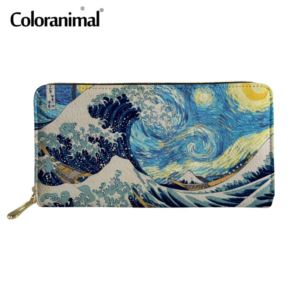 Coloranimal 3D живопись на холсте Длинный кошелек для монет телефон Multi молнии из
