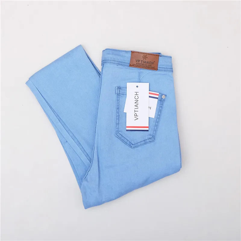 light blue Осенние джинсы, женские черные джинсы, винтажные джинсы с высокой талией, женские весенние джинсовые штаны, высокие эластичные обтягивающие джинсы-карандаш, Стрейчевые джинсы для женщин - Цвет: light blue
