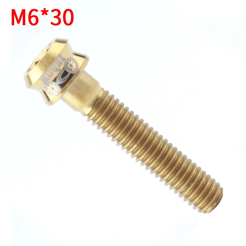 M6-30 Gold MUQZI горный велосипед велосипеды мертвая муха чаша велосипеда винт крышки M6x30/35 Титан сплав Stand up Чехол винт - Цвет: M6-30 Gold