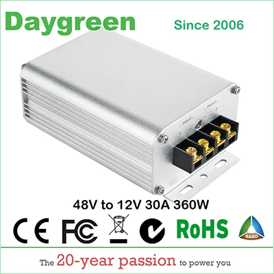 36V 48 V-12 V 30A 360 Вт гольф-кары Напряжение редуктор постоянного тока DC понижающий преобразователь CE по ограничению на использование опасных материалов в производстве Сертифицированный 36VDC 48VDC для 12VDC 30AMP - Цвет: 48V TO 12V 30A 360W