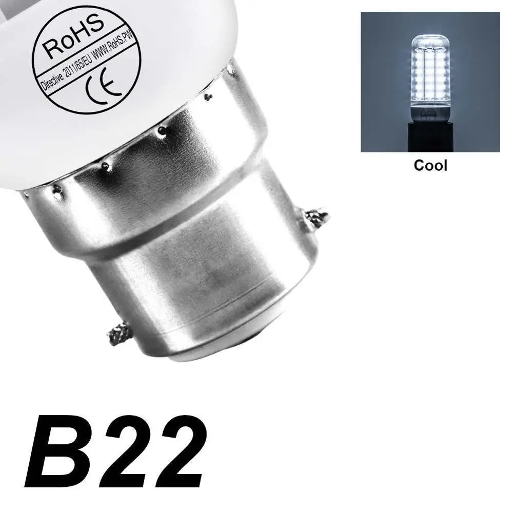 B22 Cool White 220В GU10 Светодиодная лампа E14 Led светильник в форме свечи лампа E27 кукурузная лампа G9 Led 3 Вт 5 Вт 7 Вт 9 Вт 12 Вт 15 Вт Bombilla B22 люстра светильник ing 220В - Испускаемый цвет: B22 Cool White
