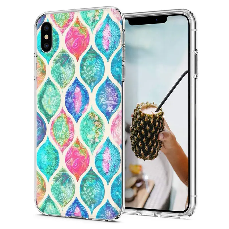 Мягкий чехол для телефона iPhone X XS XR чехлы TPU цветной милый панда павлин узор Fundas