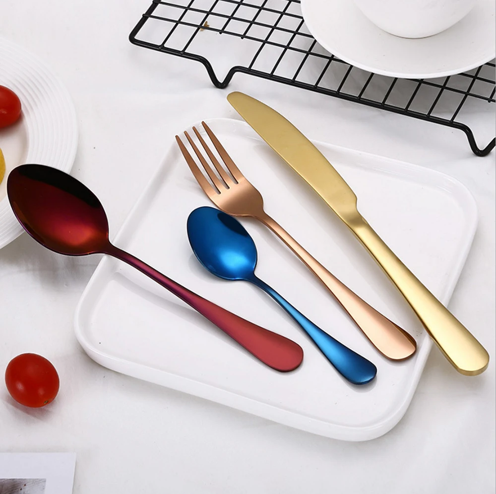 

High-end cutlery 4 pcs rose gold stainless steel dinnerware knife and fork creative Western steak fork and spoon tableware set