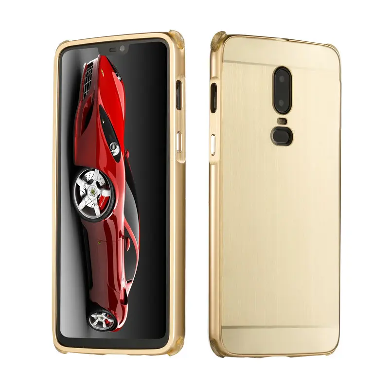 6,28 ''Oneplus6 алюминиевый бампер чехол Funda Oneplus 6 Чехол под шлифованный Металл PC задняя крышка для Coque One Plus 6 чехол для смартфона Броня