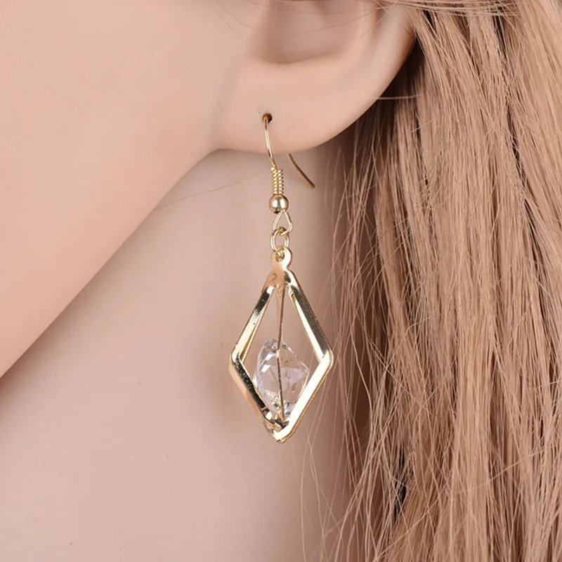 Новинка высокое качество 2018 серьги золотого цвета циркон кристалл