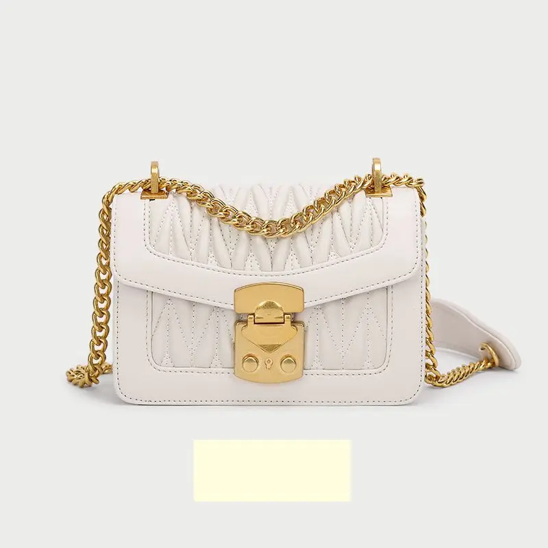 

WOONAM Women Fashion Designer Handbag Top Genuine Pleated Lambskin Leather Lock Satchel Shoulder Messenger Cross Body Bag WB952